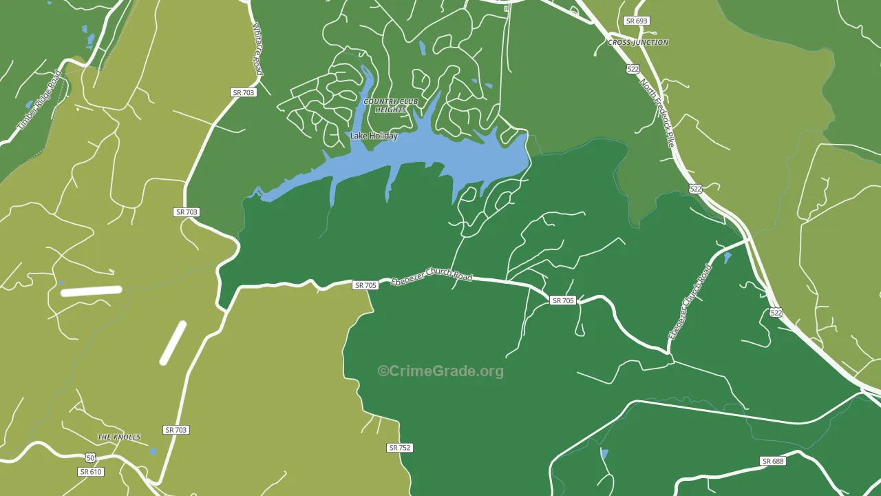 Lake Holiday, VA Map of Burglary Rates