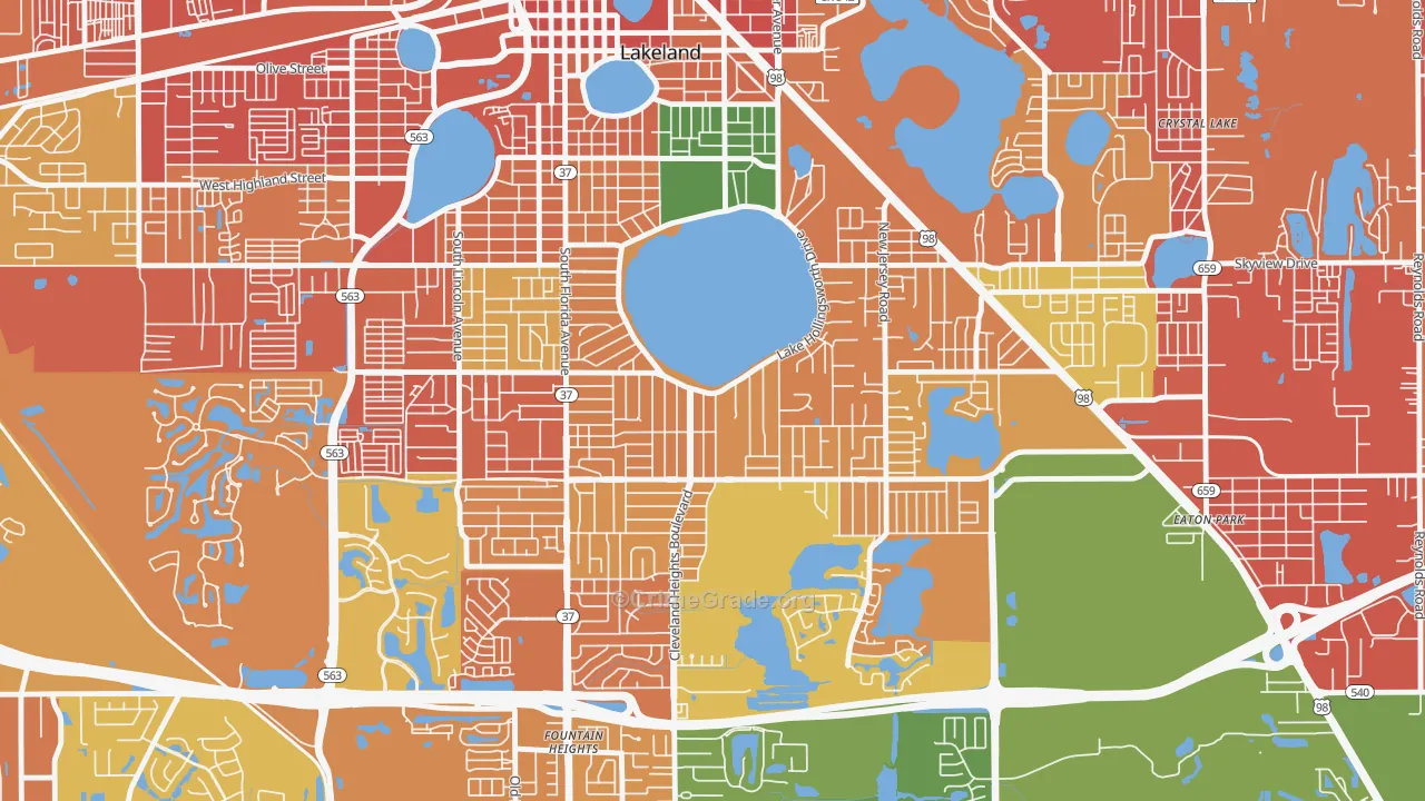 Lake Hollingsworth, Lakeland, FL Map of Burglary Rates