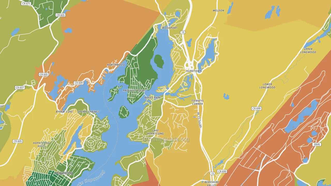 Lake Hopatcong, NJ Map of Burglary Rates
