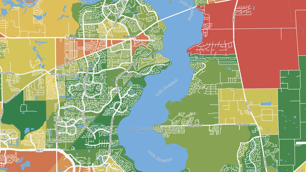 Lake Houston, Houston, TX Map of Burglary Rates