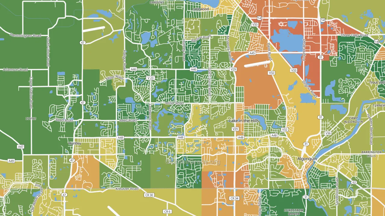 Lake in the Hills, IL Map of Burglary Rates