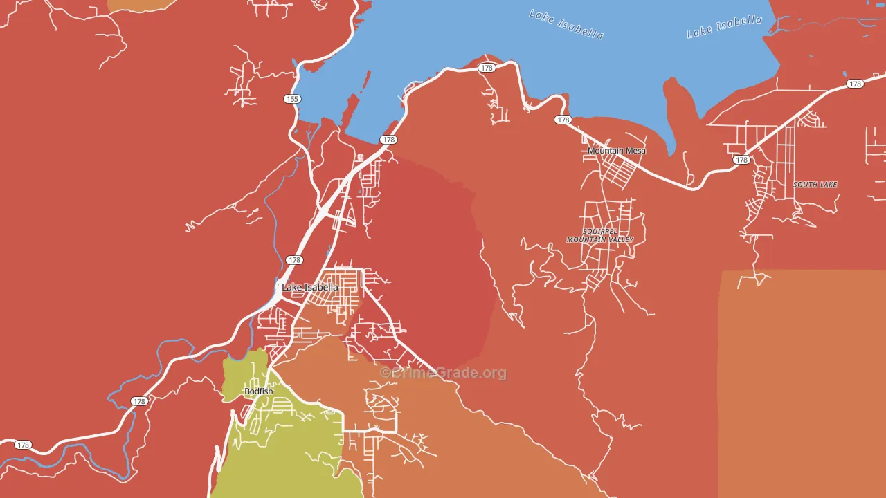 Lake Isabella, CA Map of Burglary Rates