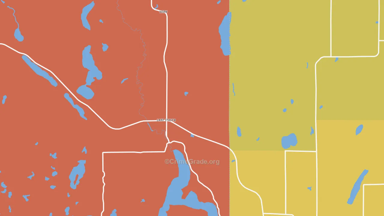 Lake Itasca, MN Map of Burglary Rates