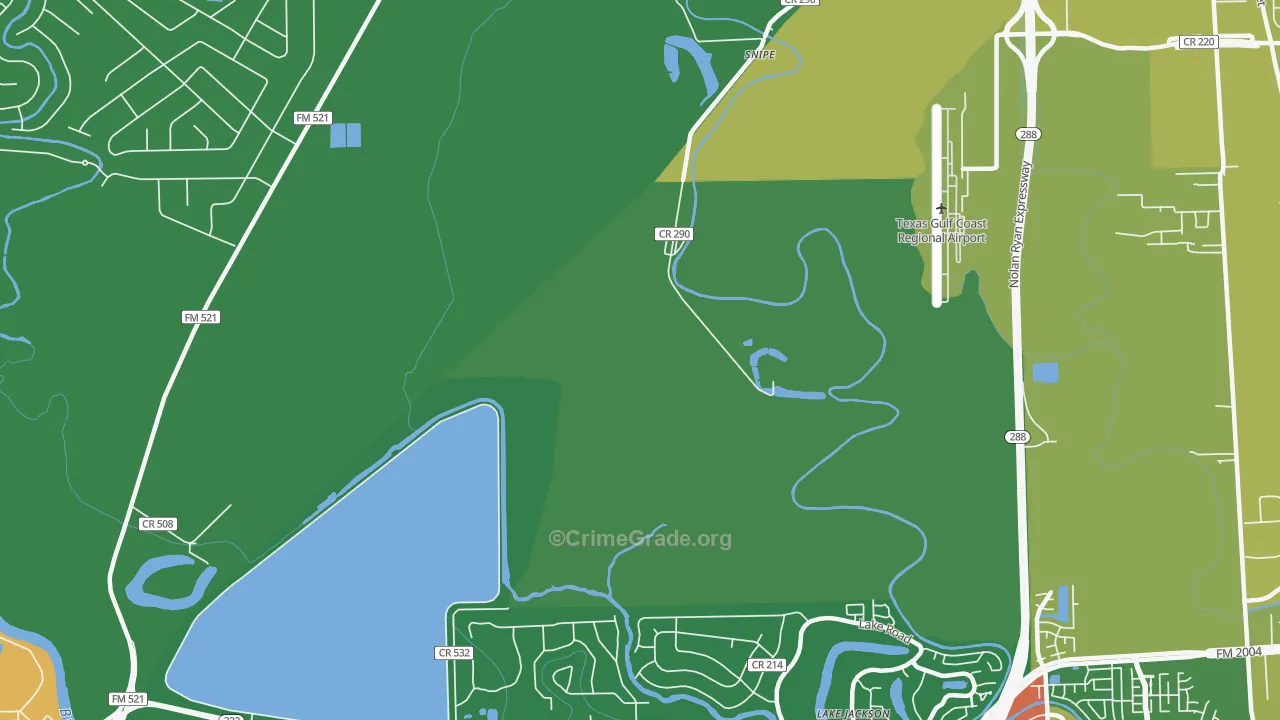 Lake Jackson Farms, TX Map of Burglary Rates