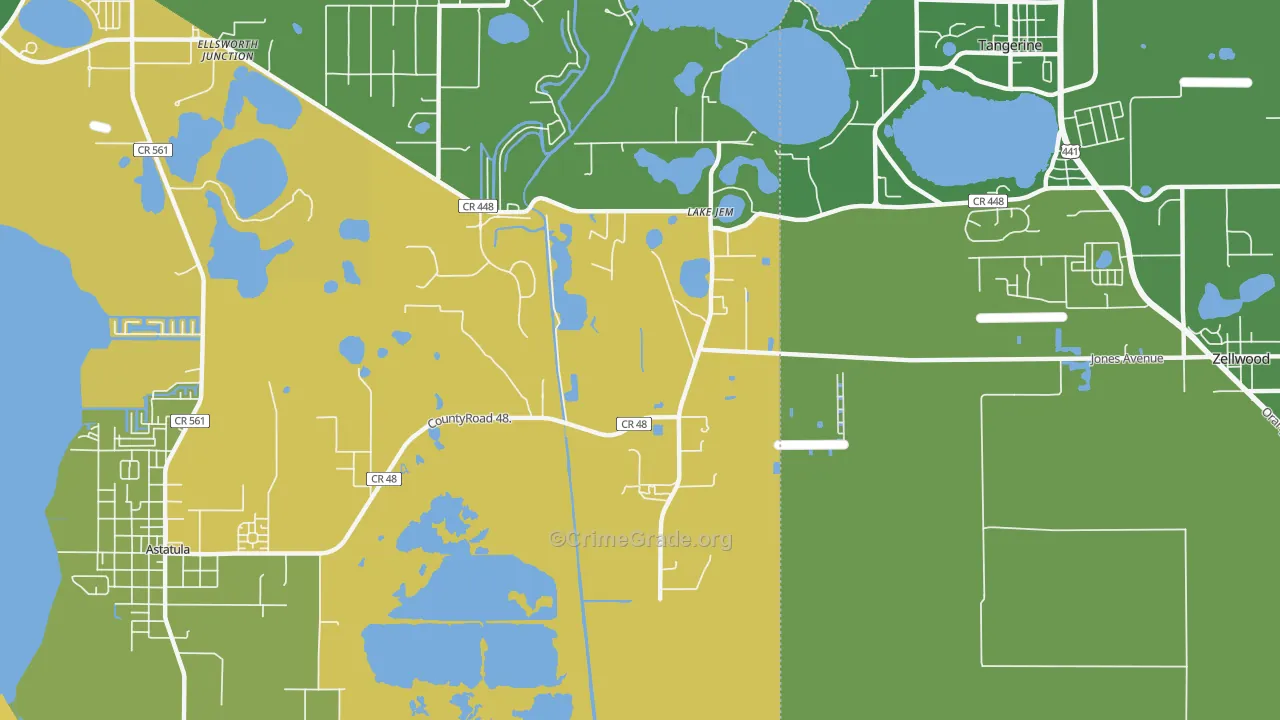 Lake Jem, FL Map of Burglary Rates