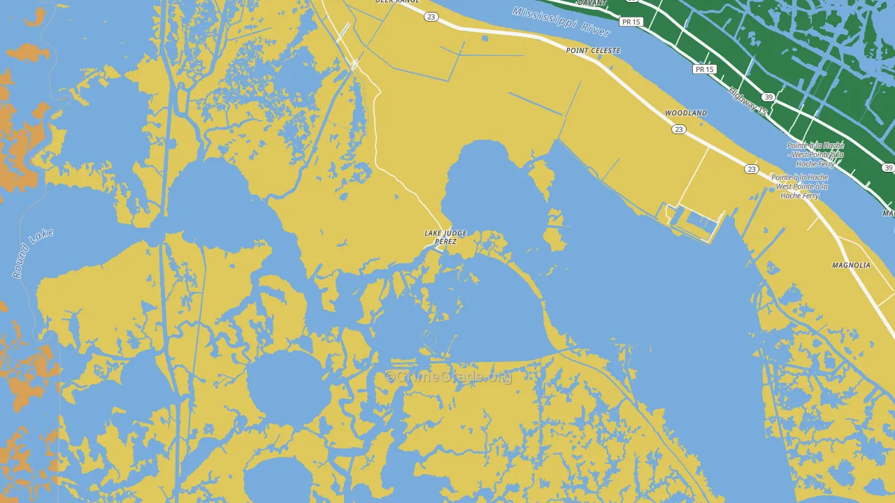 Lake Judge Perez, LA Map of Burglary Rates