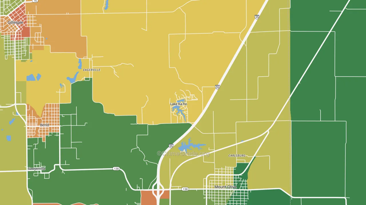 Lake Ka-ho, IL Map of Burglary Rates