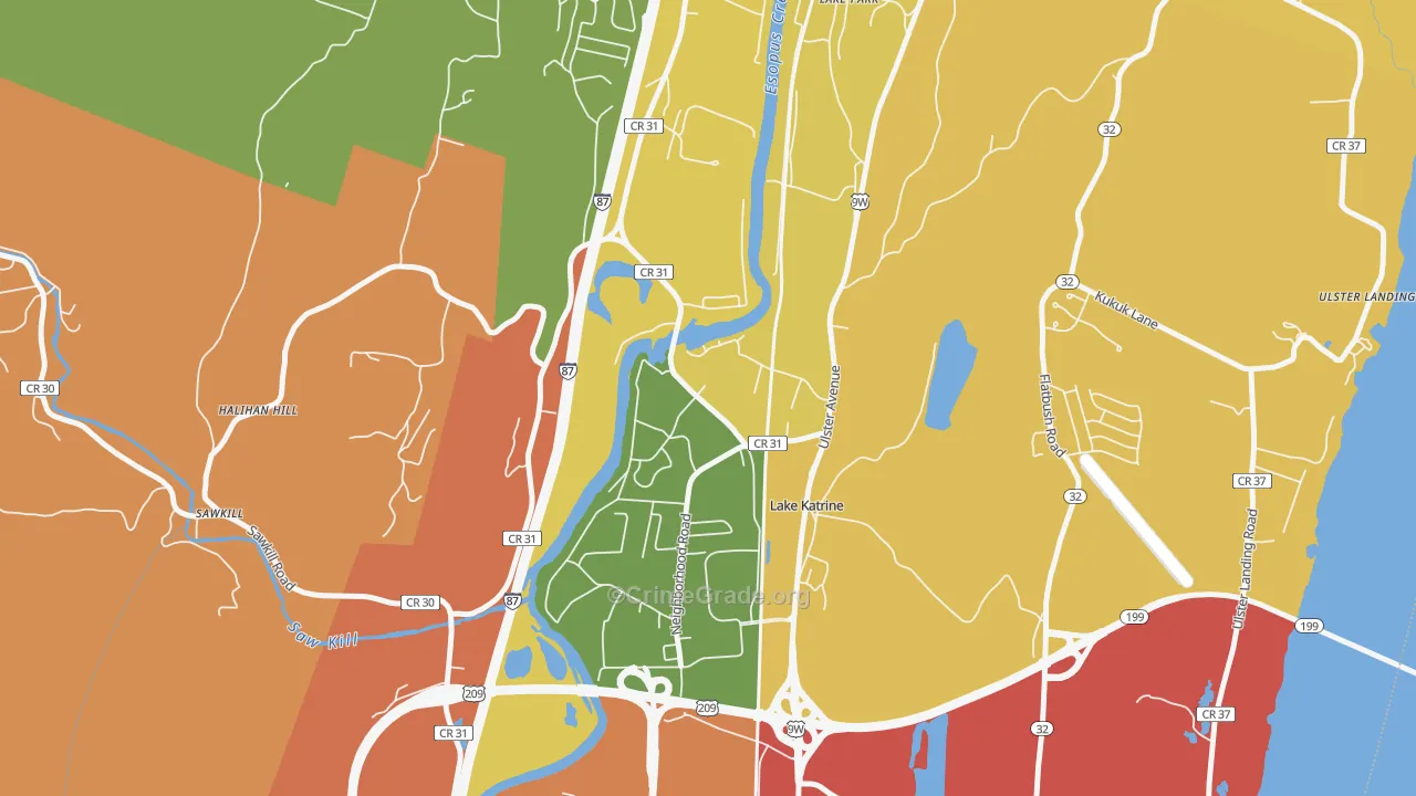 Lake Katrine, NY Map of Burglary Rates