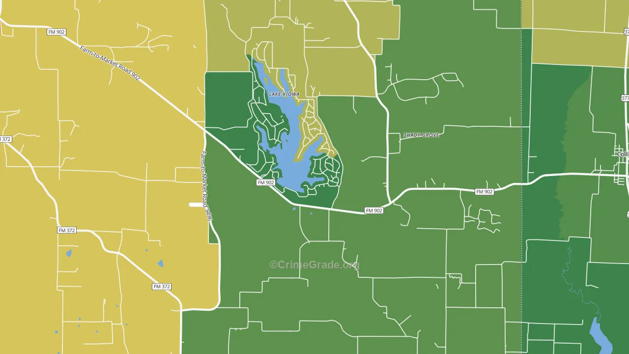Lake Kiowa, TX Map of Burglary Rates