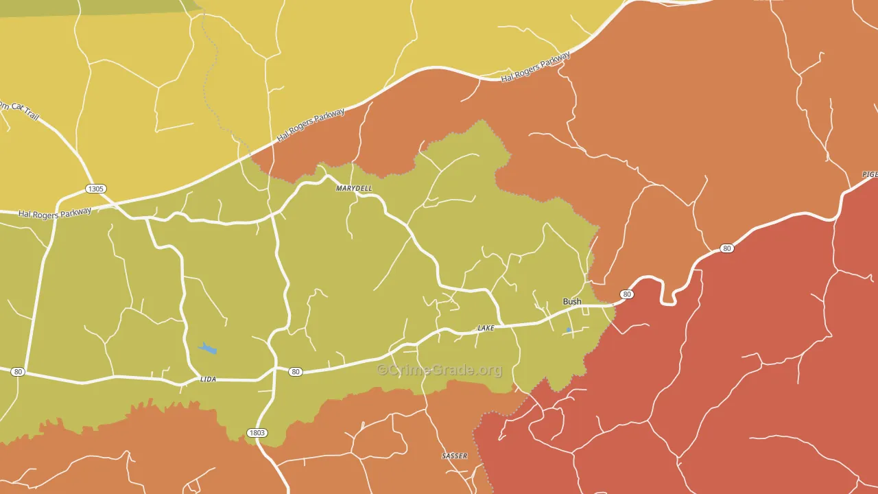 Lake, KY Map of Burglary Rates