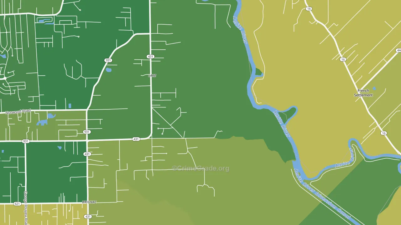Lake, LA Map of Burglary Rates