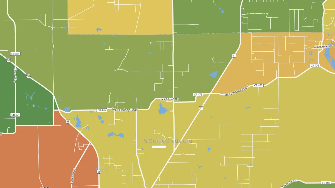 Lake Lindsey, FL Map of Burglary Rates