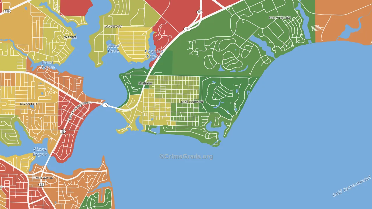 Lake Lorraine, FL Map of Burglary Rates