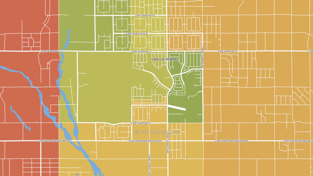 Lake Los Angeles, CA Map of Burglary Rates