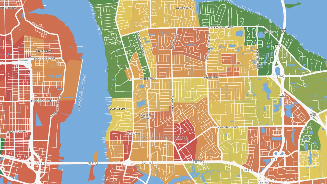 Lake Lucina, Jacksonville, FL Map of Burglary Rates
