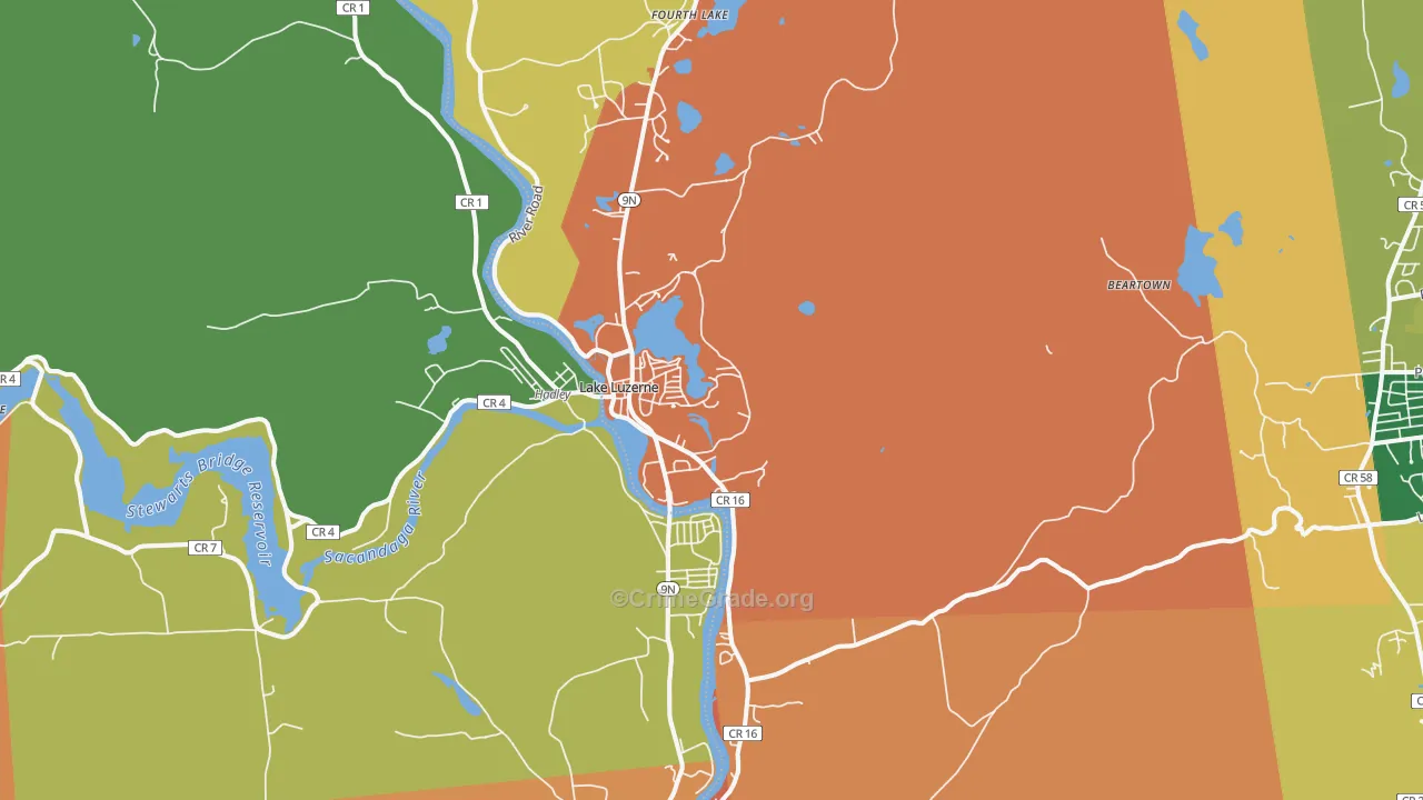 Lake Luzerne, NY Map of Burglary Rates