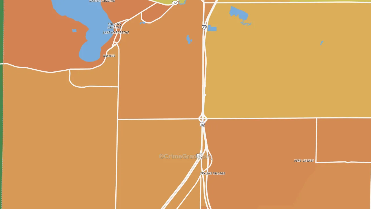 Lake Margrethe, MI Map of Burglary Rates