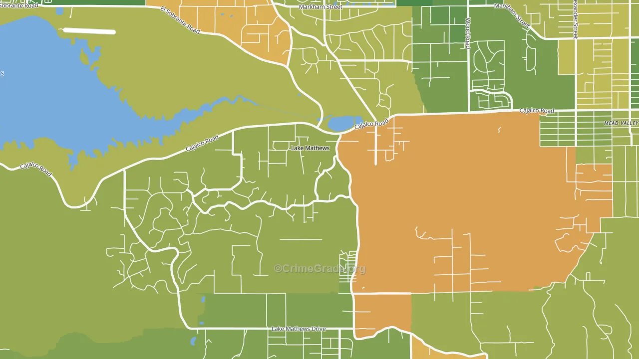 Lake Mathews, CA Map of Burglary Rates