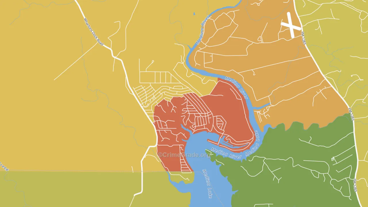 Lake Medina Shores, TX Map of Burglary Rates