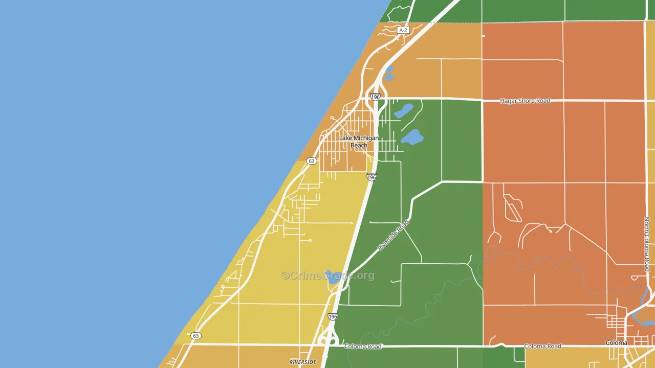 Lake Michigan Beach, MI Map of Burglary Rates