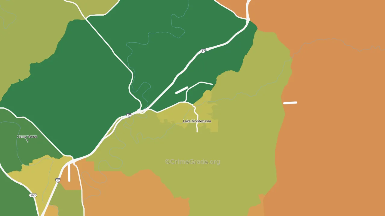 Lake Montezuma, AZ Map of Burglary Rates