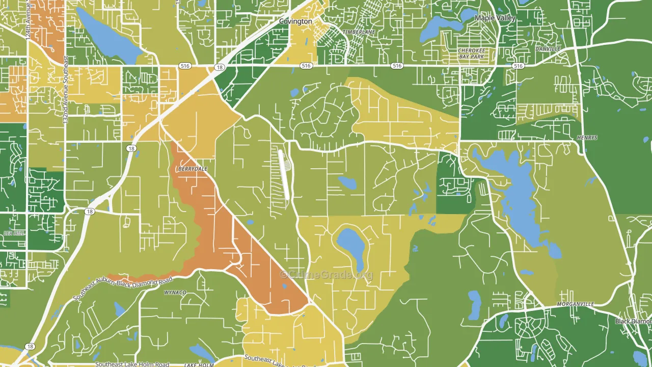 Lake Morton-Berrydale, WA Map of Burglary Rates