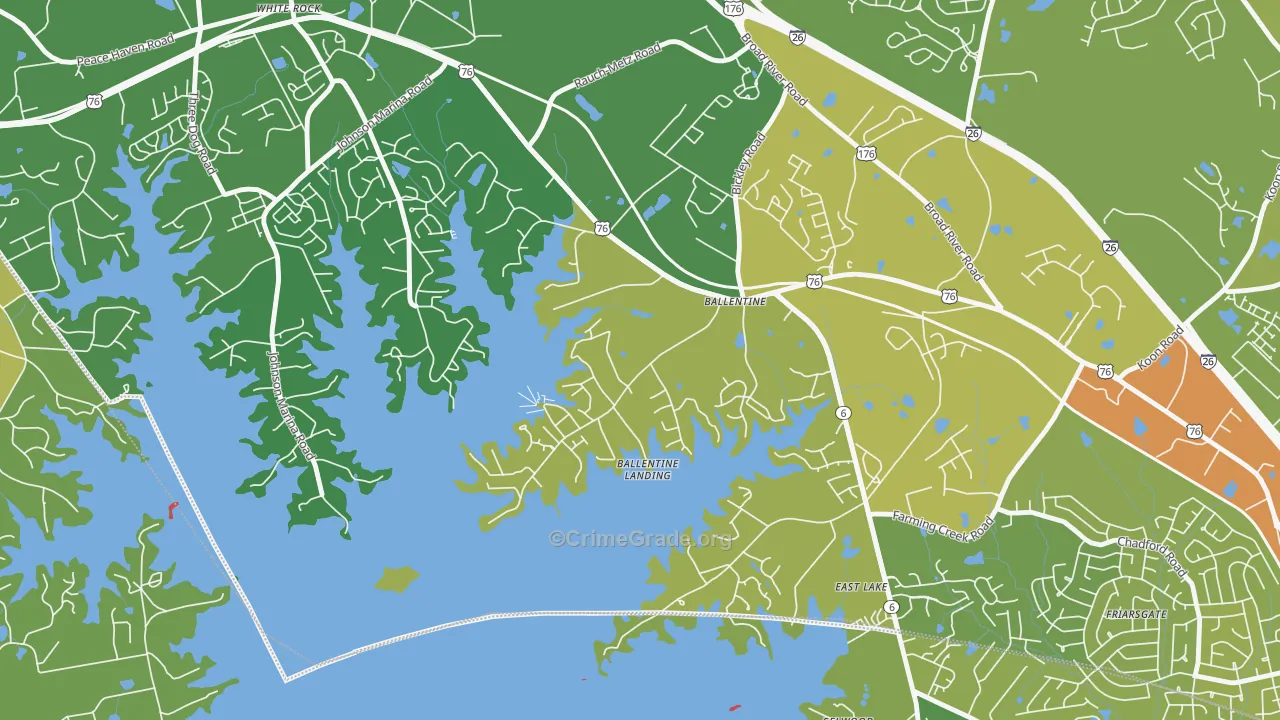 Lake Murray of Richland, SC Map of Burglary Rates