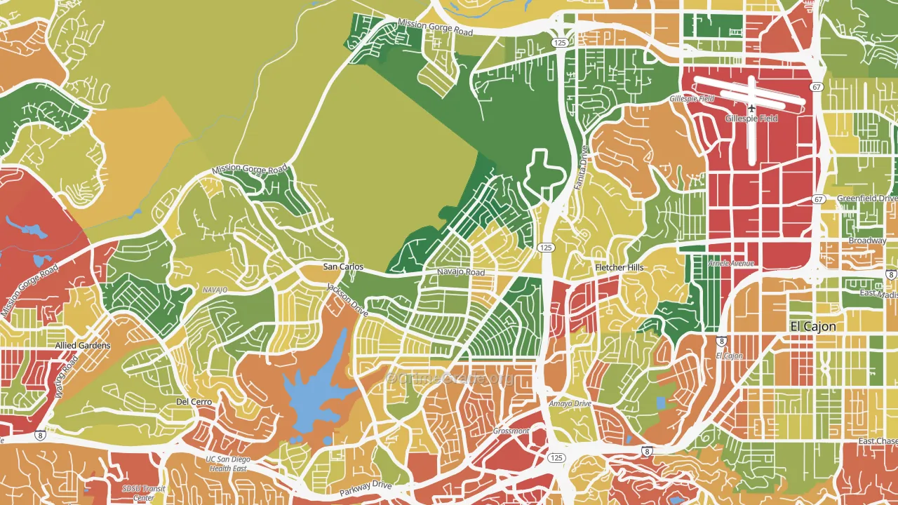 Lake Murray, San Diego, CA Map of Burglary Rates