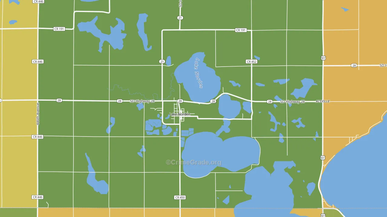 Lake Norden, SD Map of Burglary Rates