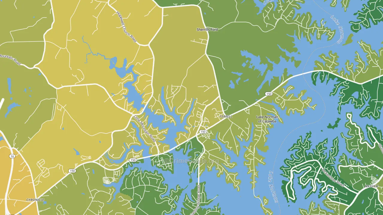 Lake Norman of Catawba, NC Map of Burglary Rates