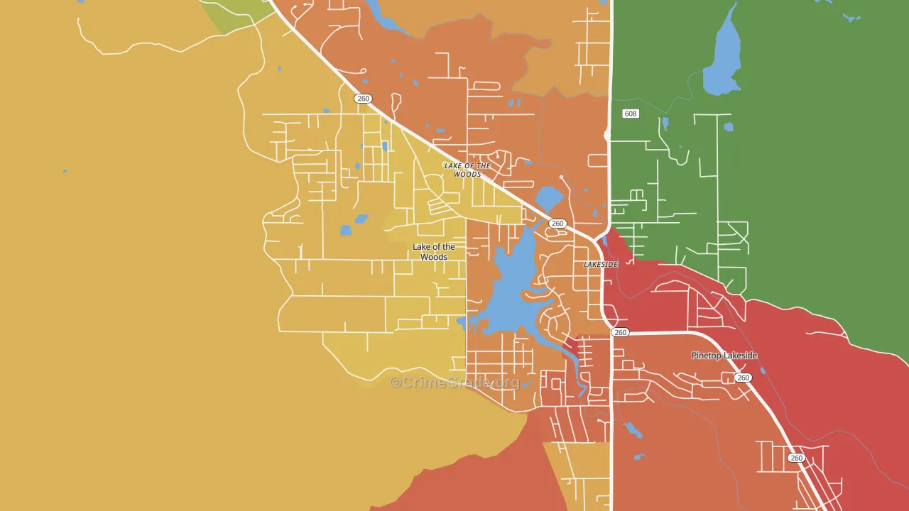Lake of the Woods, AZ Map of Burglary Rates