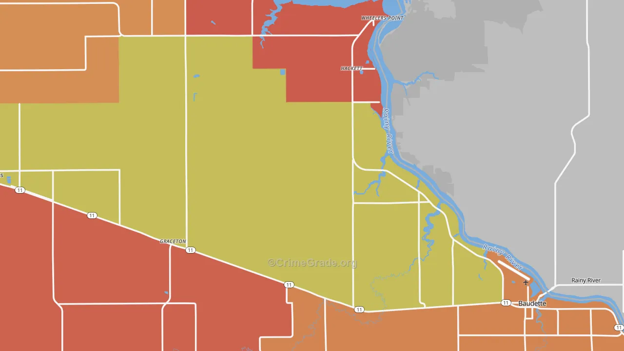 Lake of the Woods County, MN Map of Burglary Rates