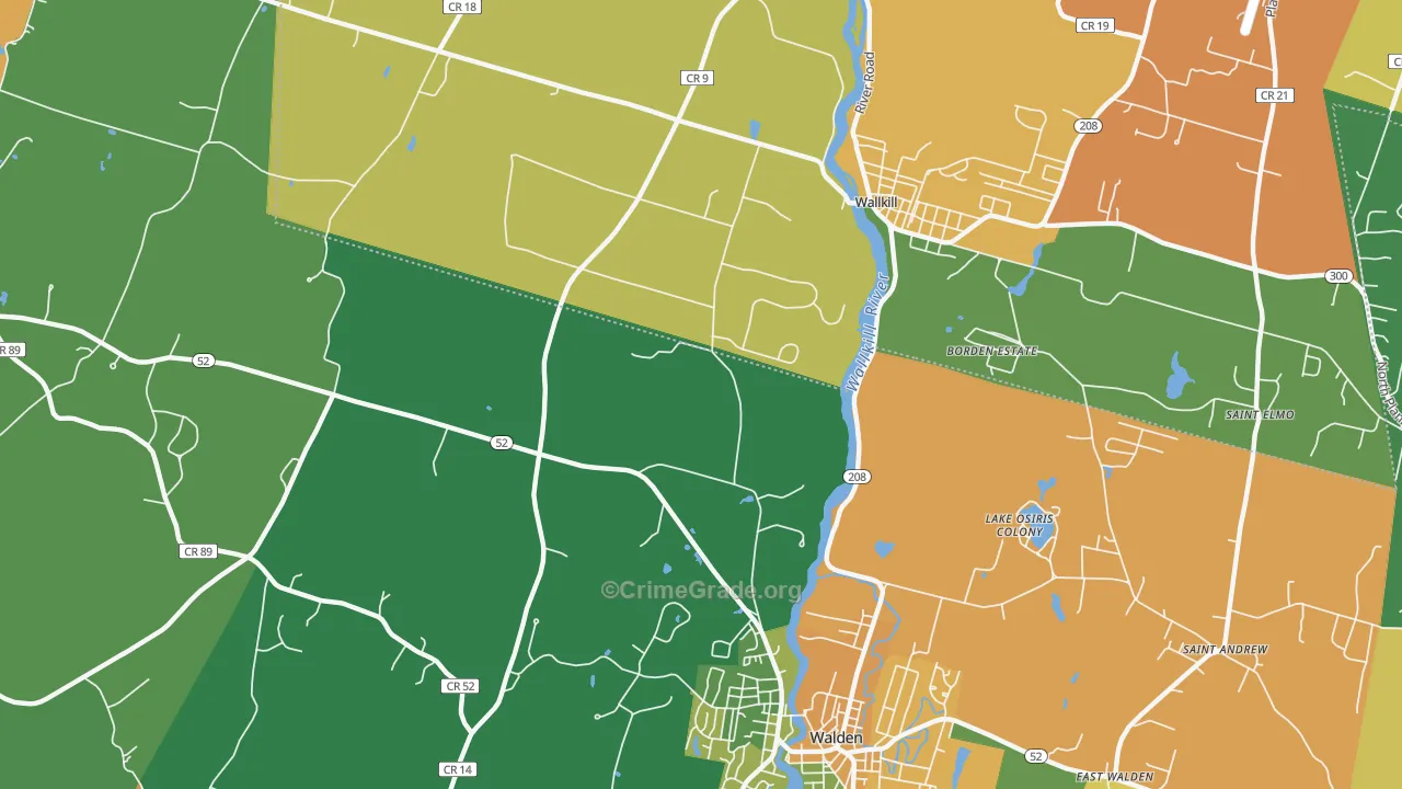 Lake Osiris Colony, NY Map of Burglary Rates