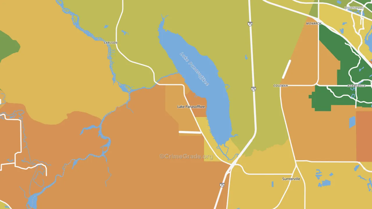 Lake Panasoffkee, FL Map of Burglary Rates