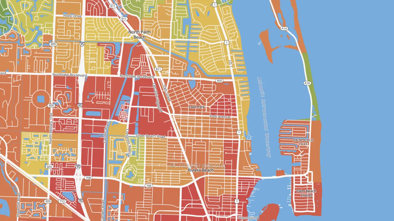 Lake Park, FL Map of Burglary Rates