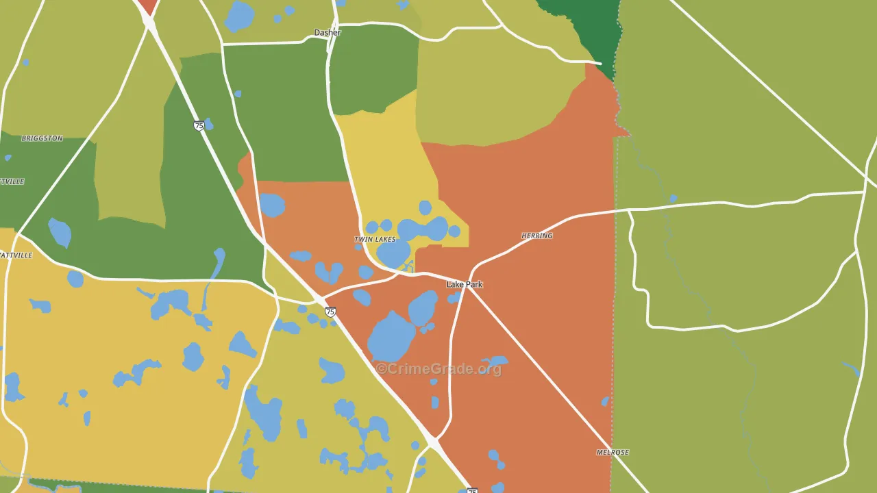 Lake Park, GA Map of Burglary Rates
