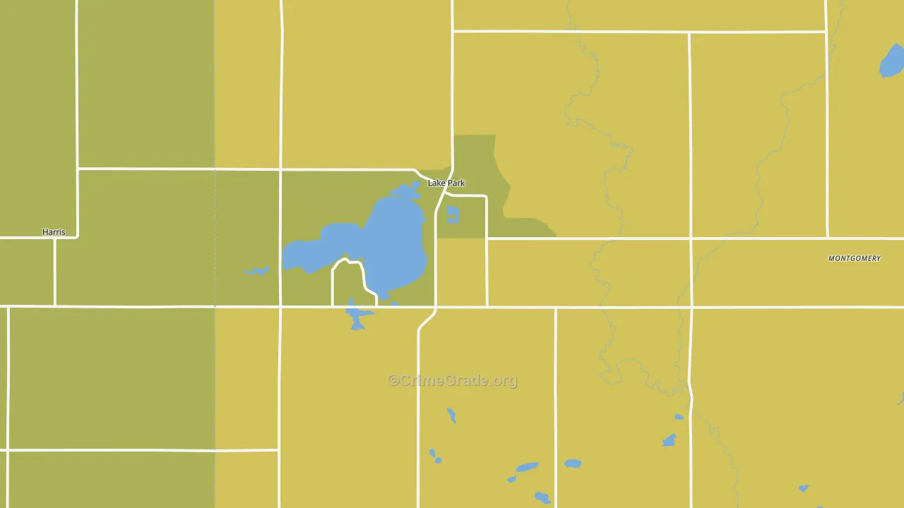 Lake Park, IA Map of Burglary Rates