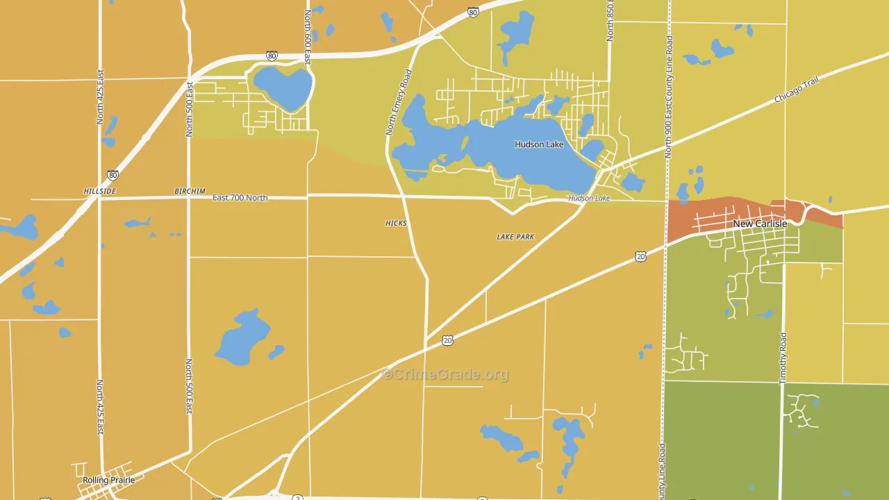 Lake Park, IN Map of Burglary Rates