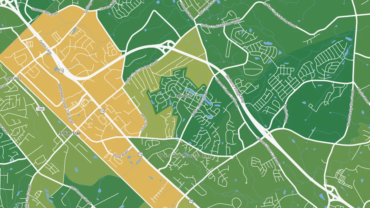 Lake Park, NC Map of Burglary Rates