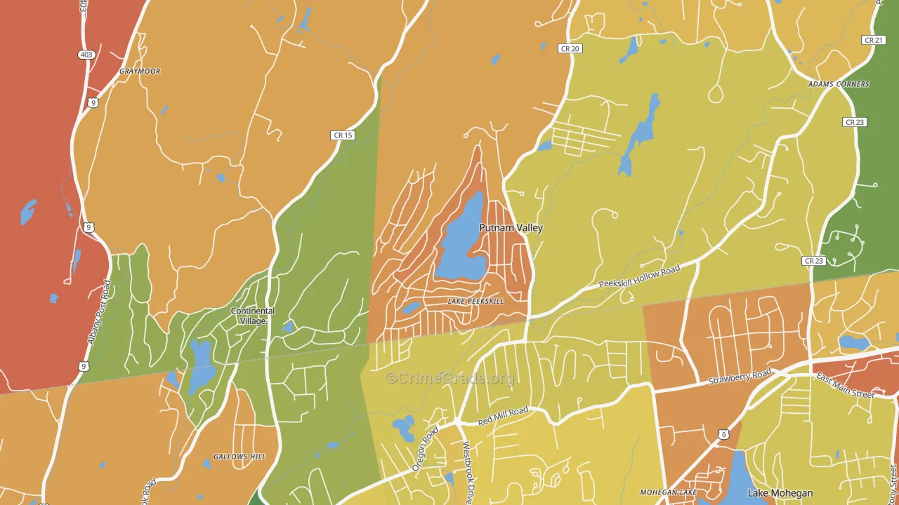 Lake Peekskill, NY Map of Burglary Rates
