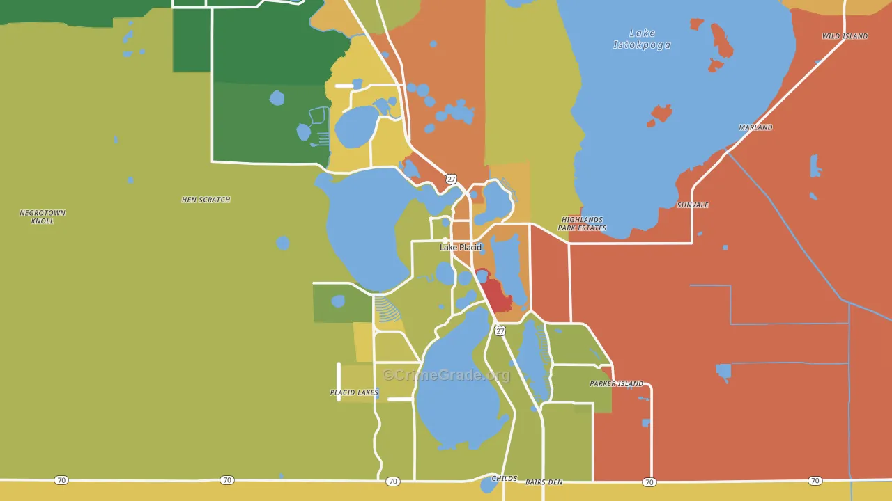 Lake Placid, FL Map of Burglary Rates