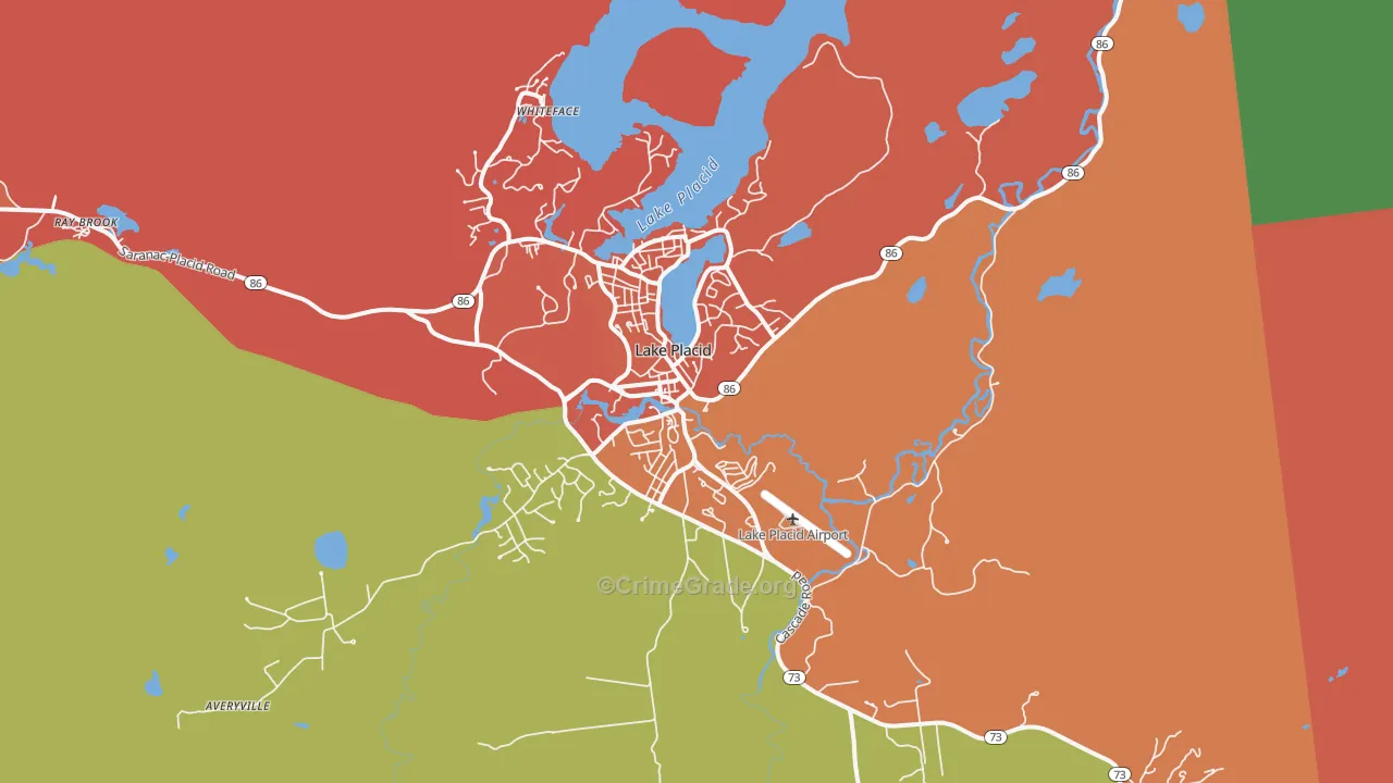 Lake Placid, NY Map of Burglary Rates