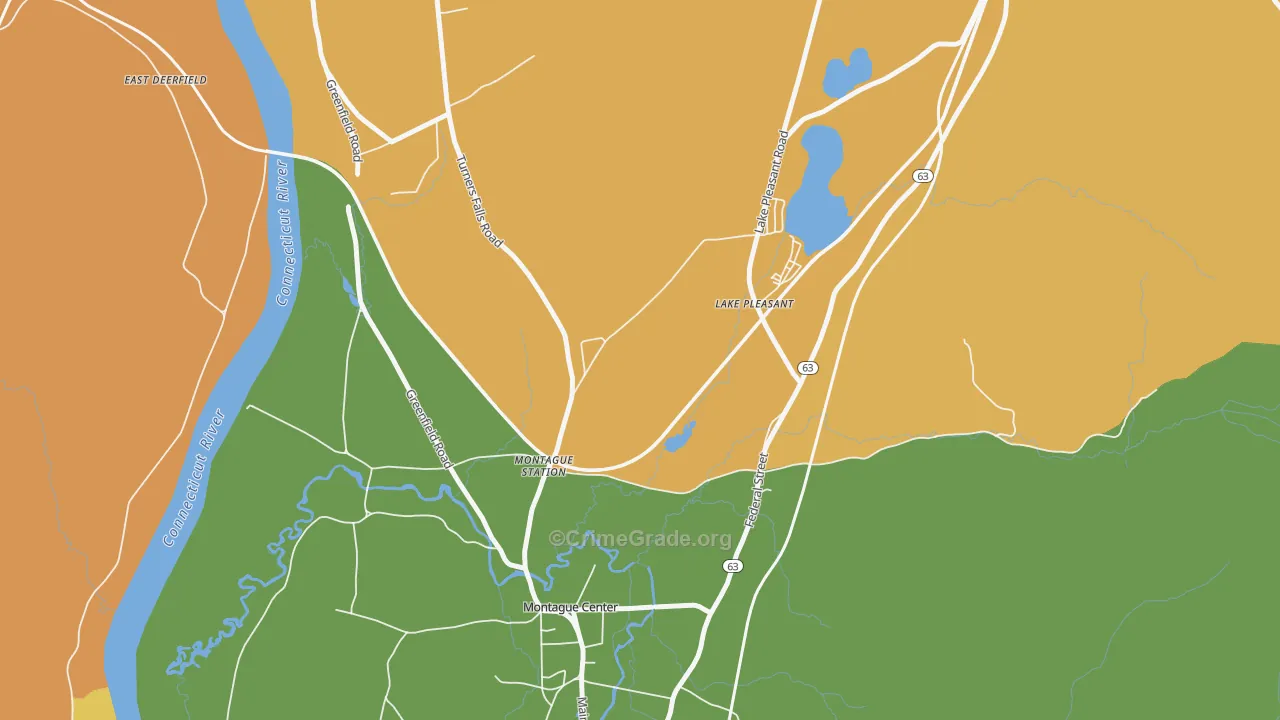 Lake Pleasant, MA Map of Burglary Rates