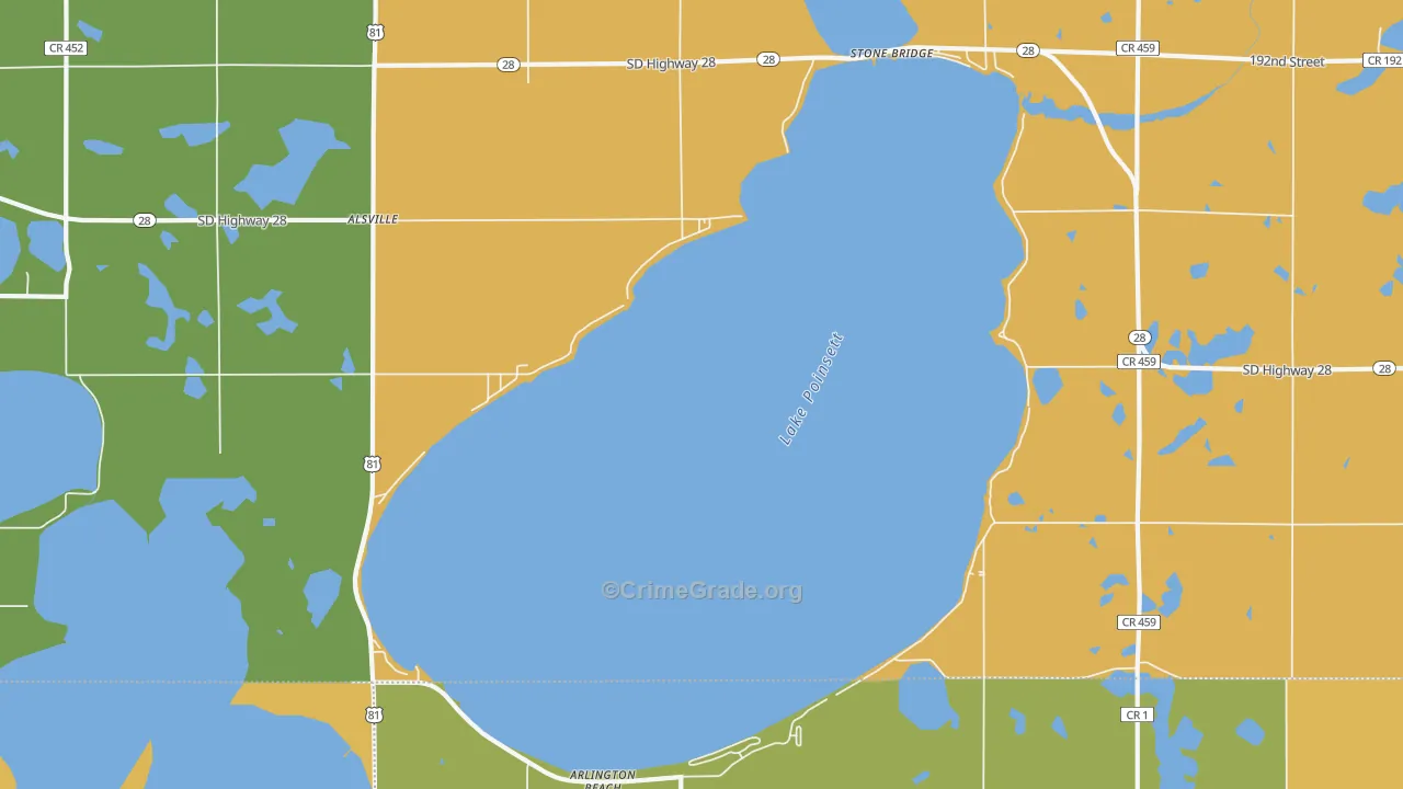Lake Poinsett, SD Map of Burglary Rates