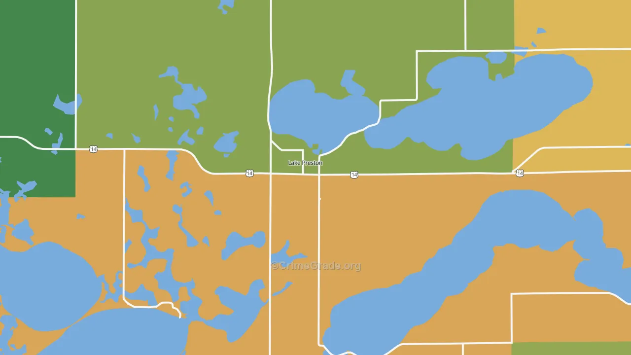 Lake Preston, SD Map of Burglary Rates