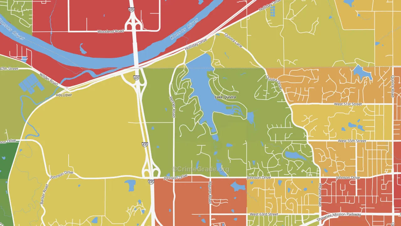 Lake Quivira, KS Map of Burglary Rates