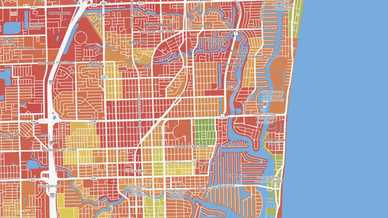 Lake Ridge, Fort Lauderdale, FL Map of Burglary Rates