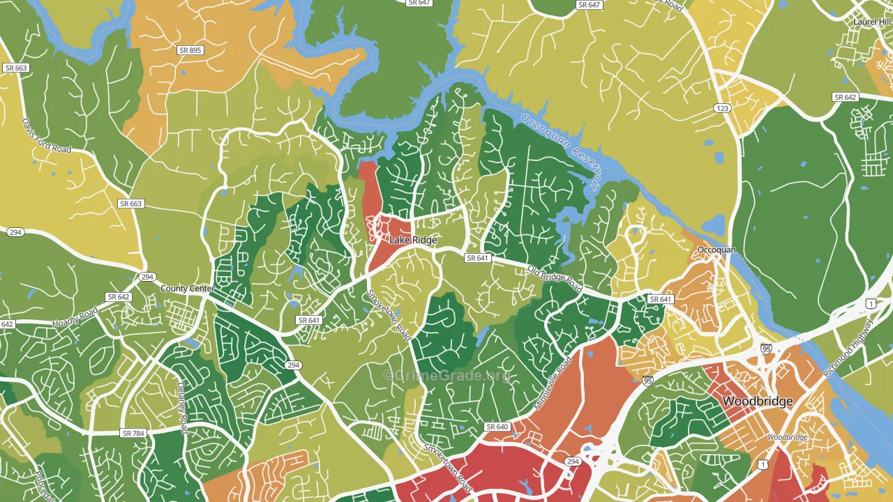 Lake Ridge, VA Map of Burglary Rates