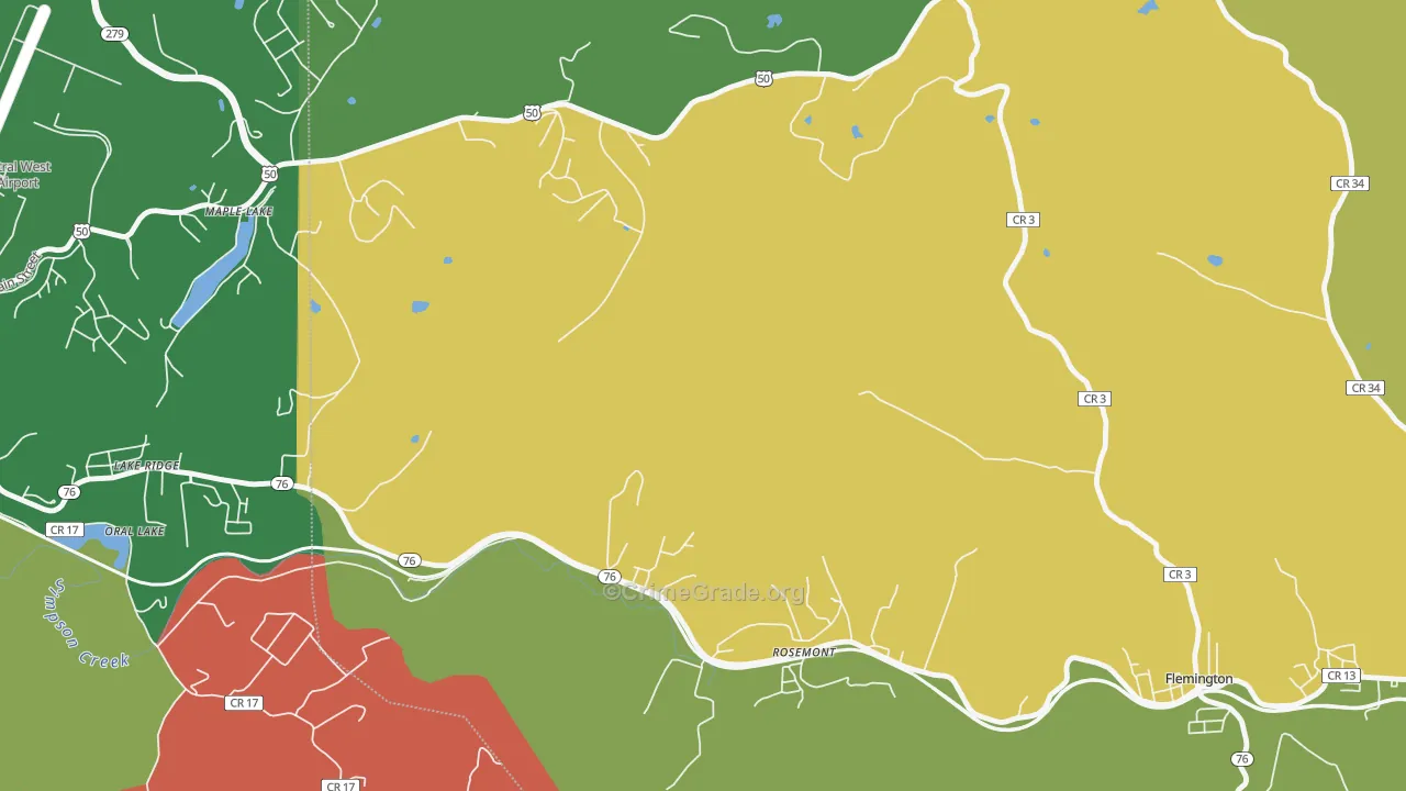 Lake Ridge, WV Map of Burglary Rates
