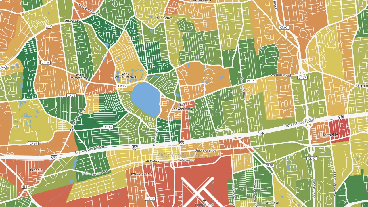 Lake Ronkonkoma, NY Map of Burglary Rates